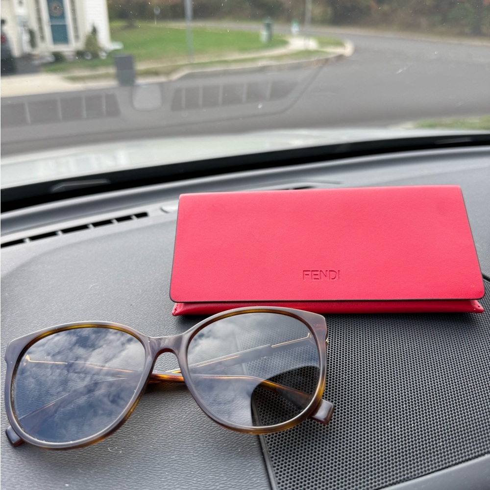 Fendi Tortoise Sunglasses with Vibrant Red Case